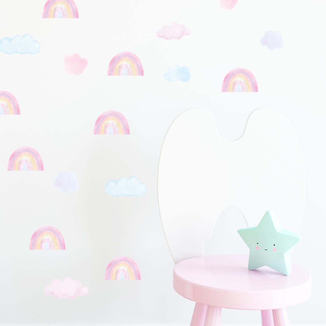 Sticker Arc-en-ciel Rose & Nuage Bleu Rose