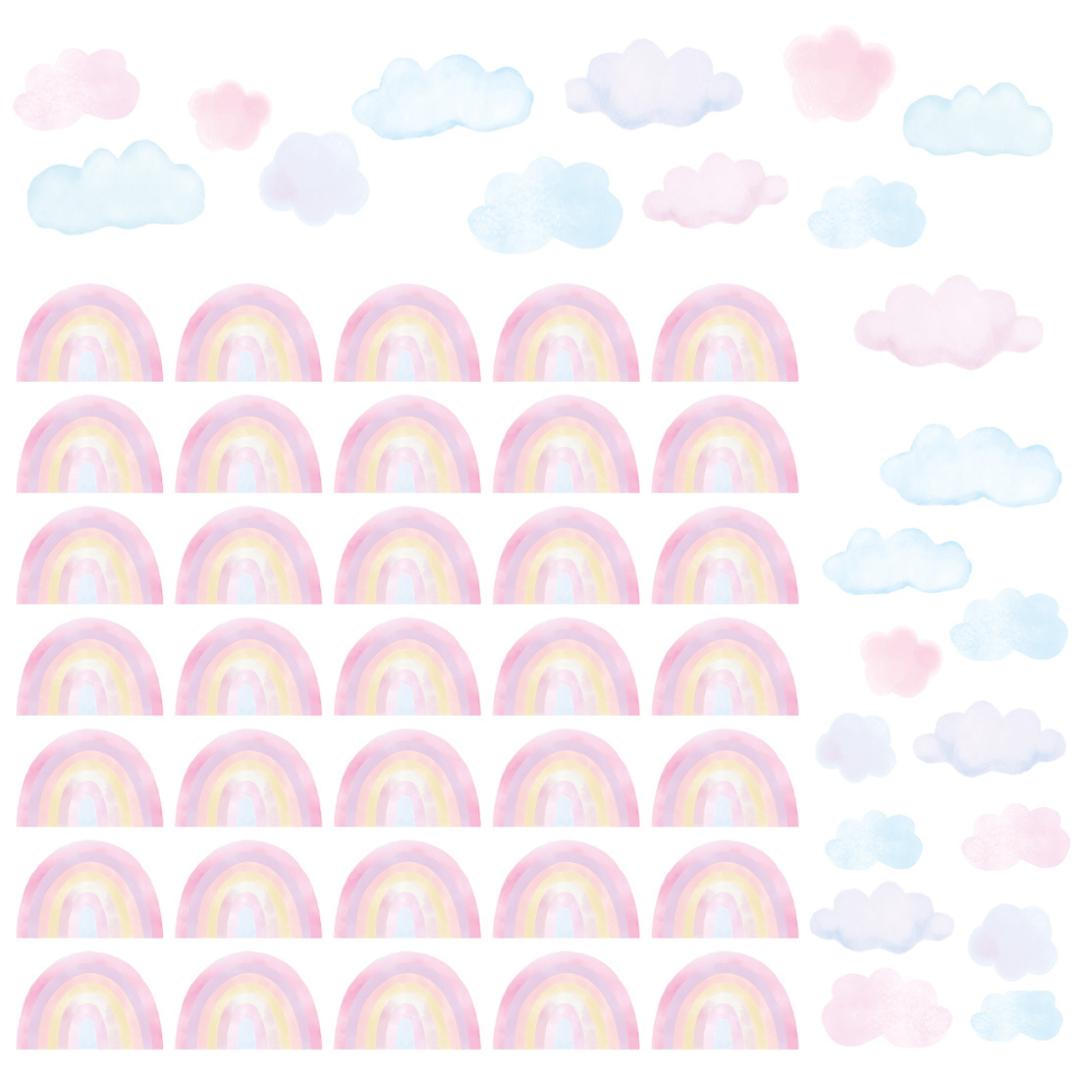 Sticker Arc-en-ciel Rose & Nuage Bleu Rose