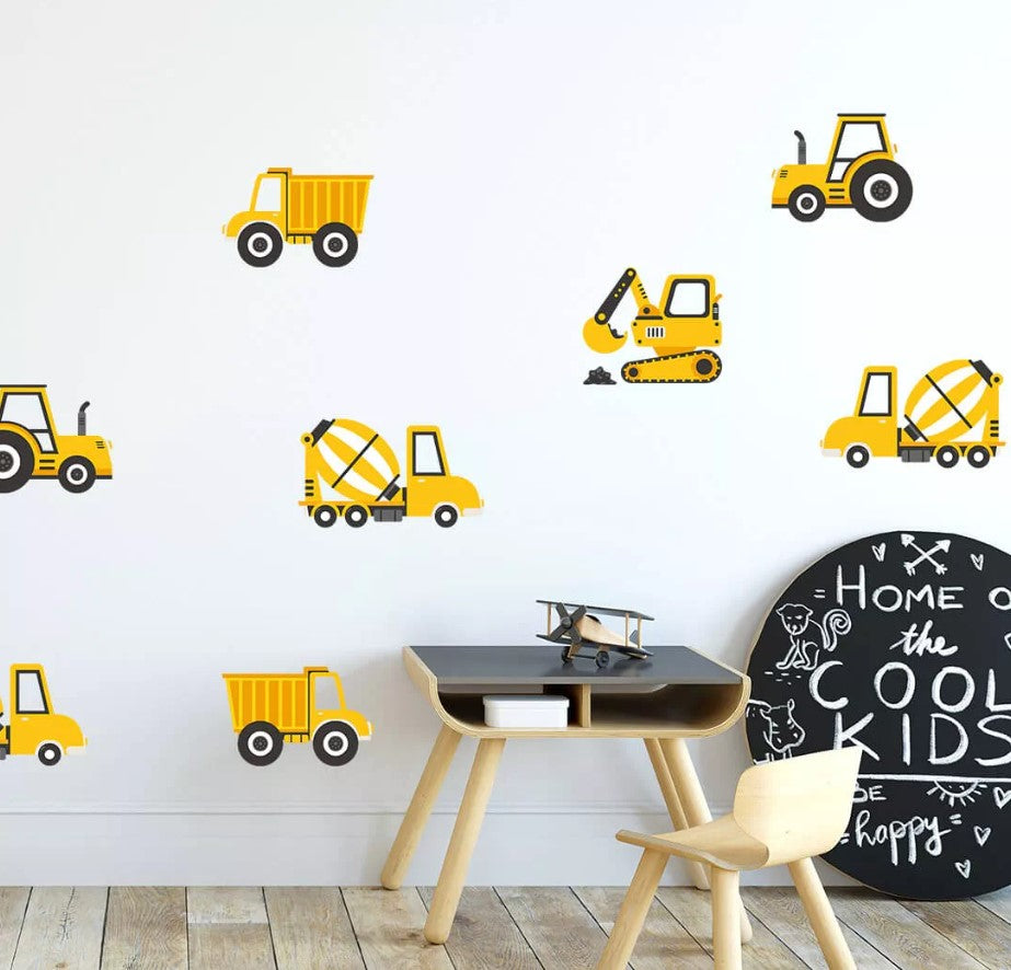 Sticker Tracteur & Pelleteuse Jaune