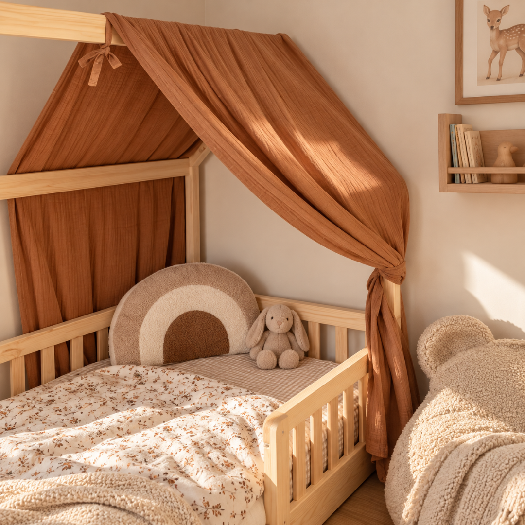 Terracotta cabana hemelbed met gouden stippen