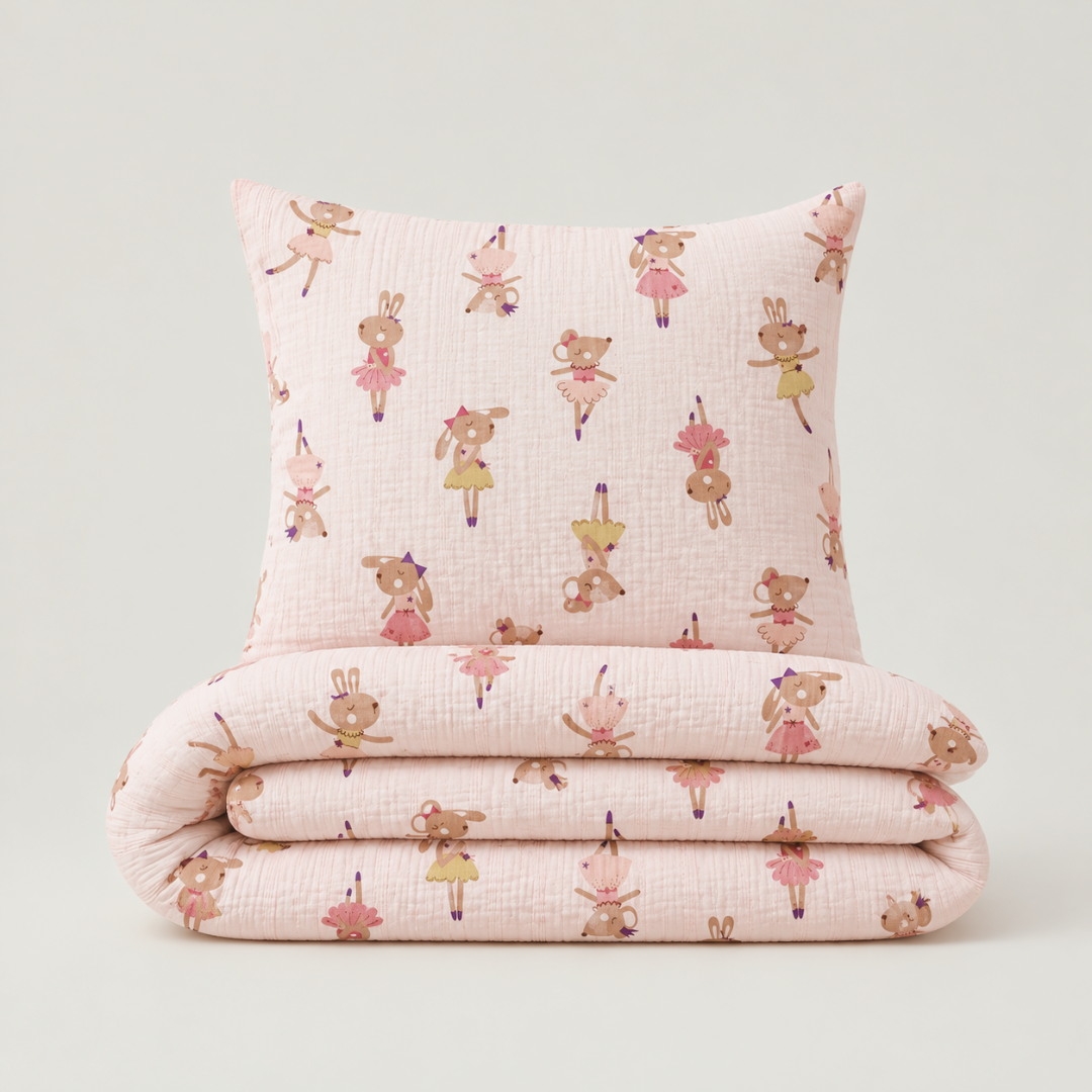 Housse de couette mousseline rose pâle Ruby