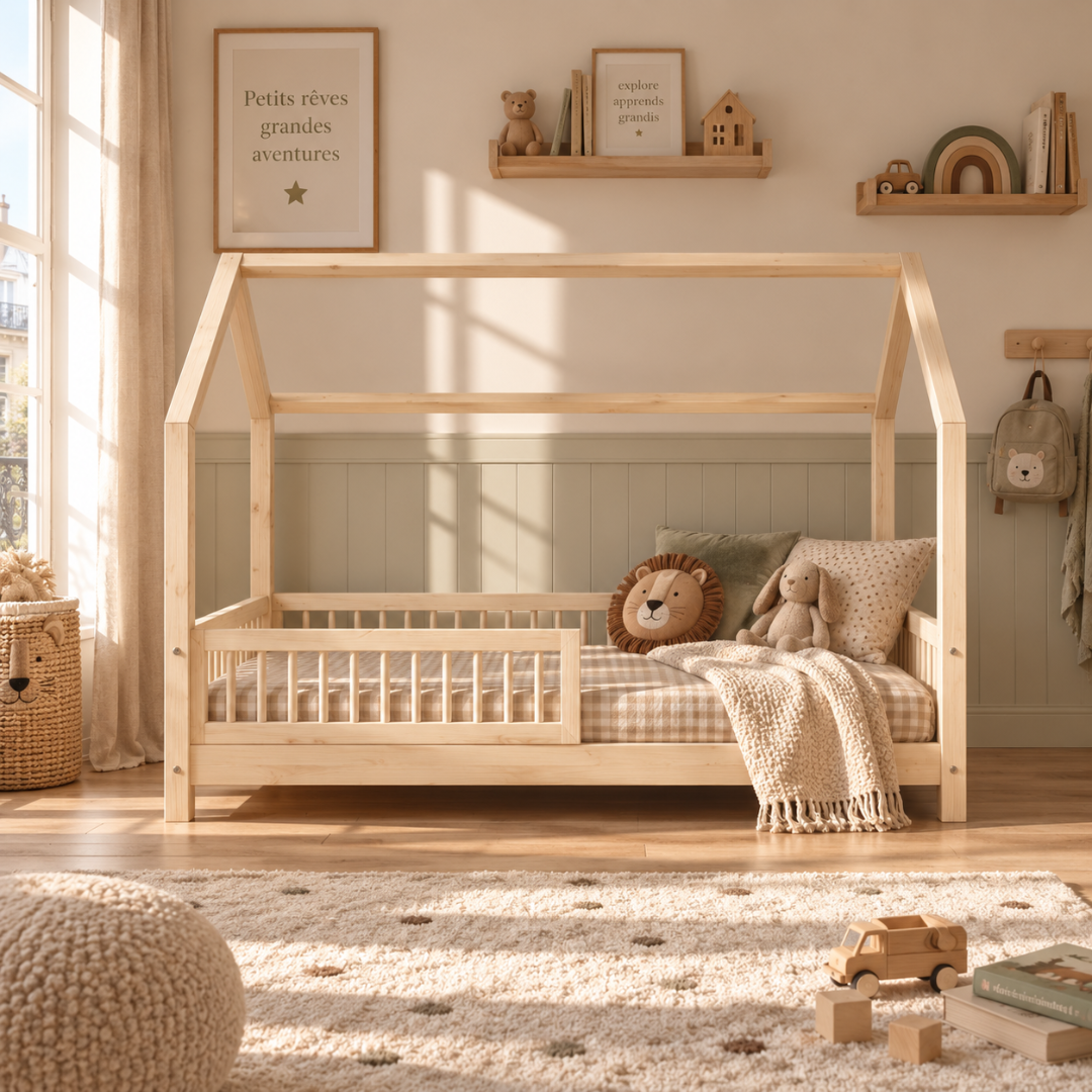 Lit cabane Montessori avec barrière Pia