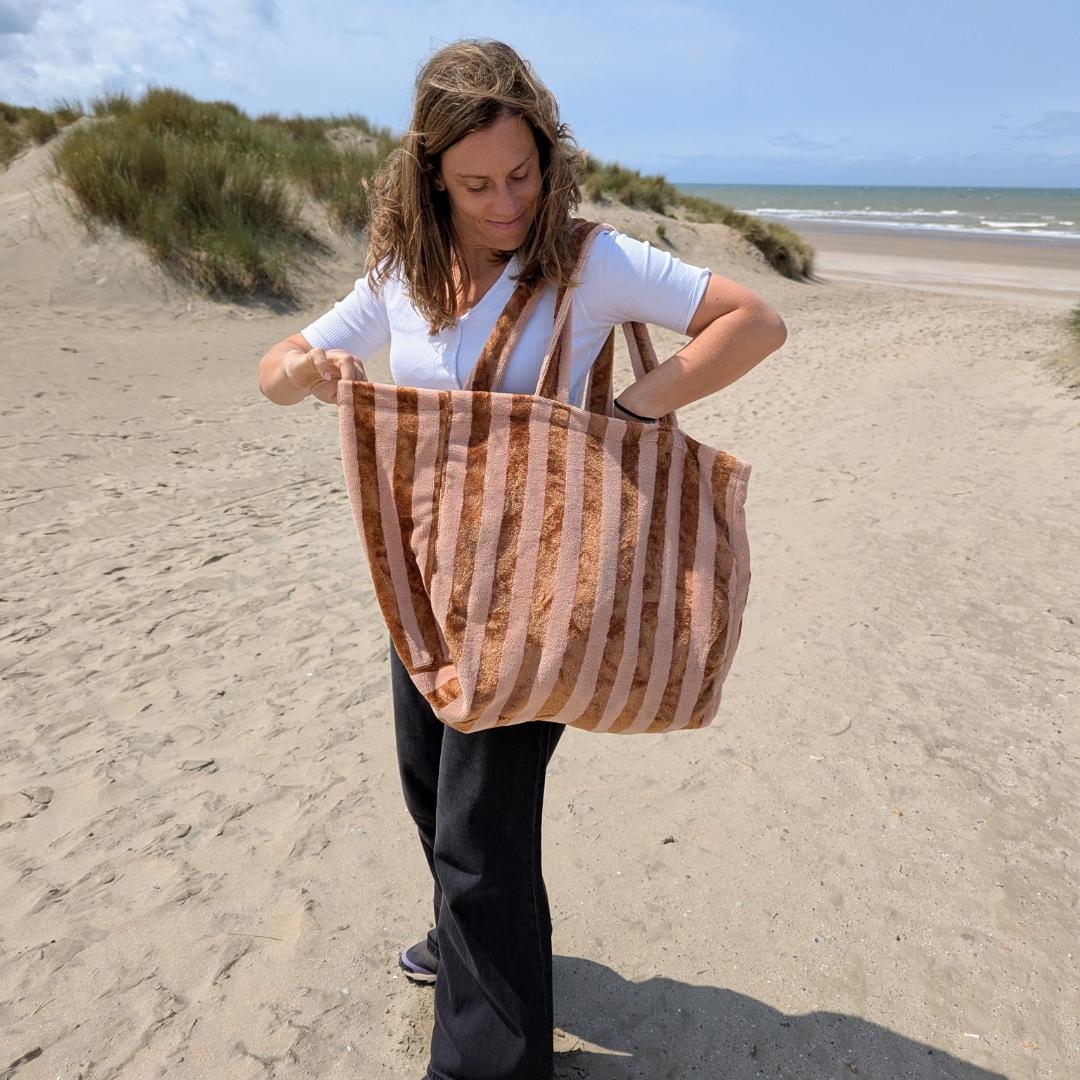 Sac cabas éponge XL - Caramel & rose