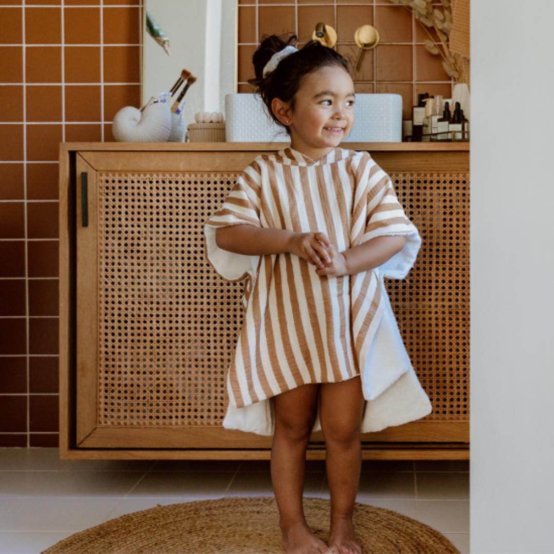 Poncho de bain enfant rayure