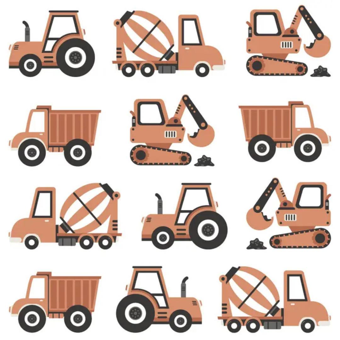 Sticker Tracteur & Pelleteuse Terracotta