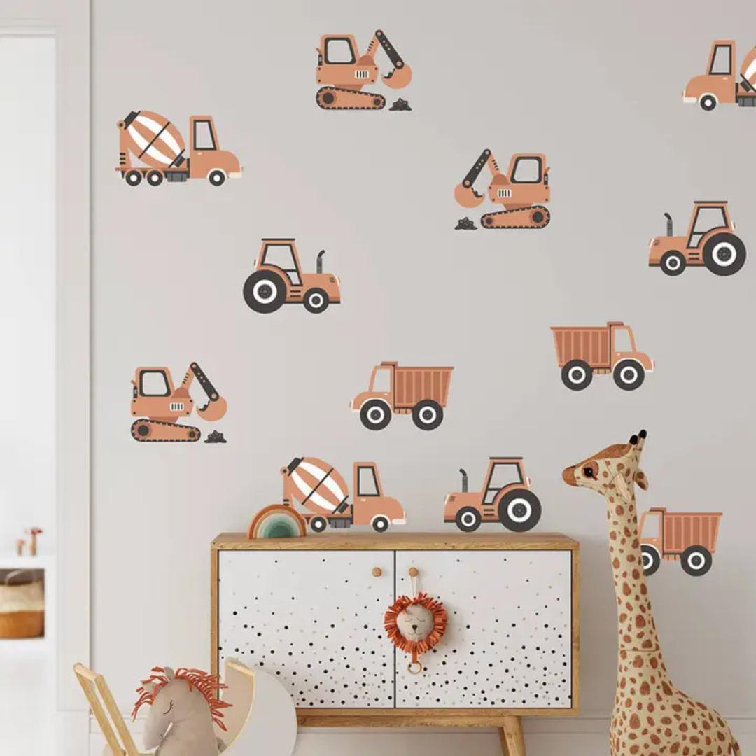 Sticker Tracteur & Pelleteuse Terracotta