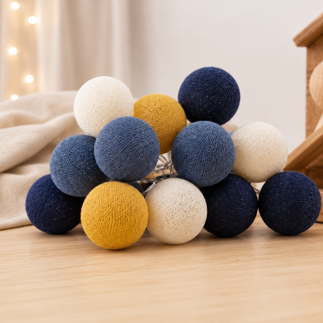Guirlande lumineuse LED - Bleu & Jaune moutarde