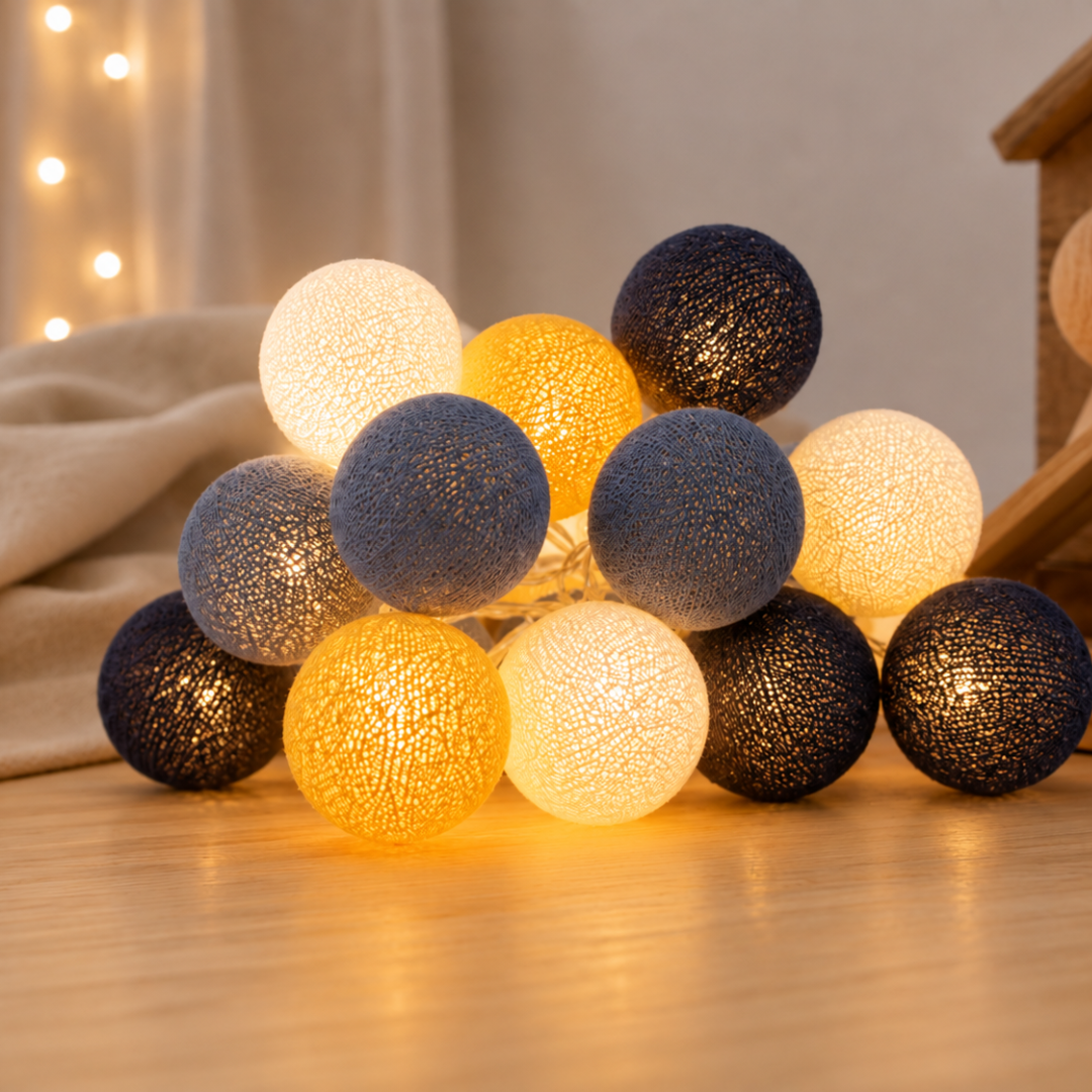 Guirlande lumineuse LED - Bleu & Jaune moutarde