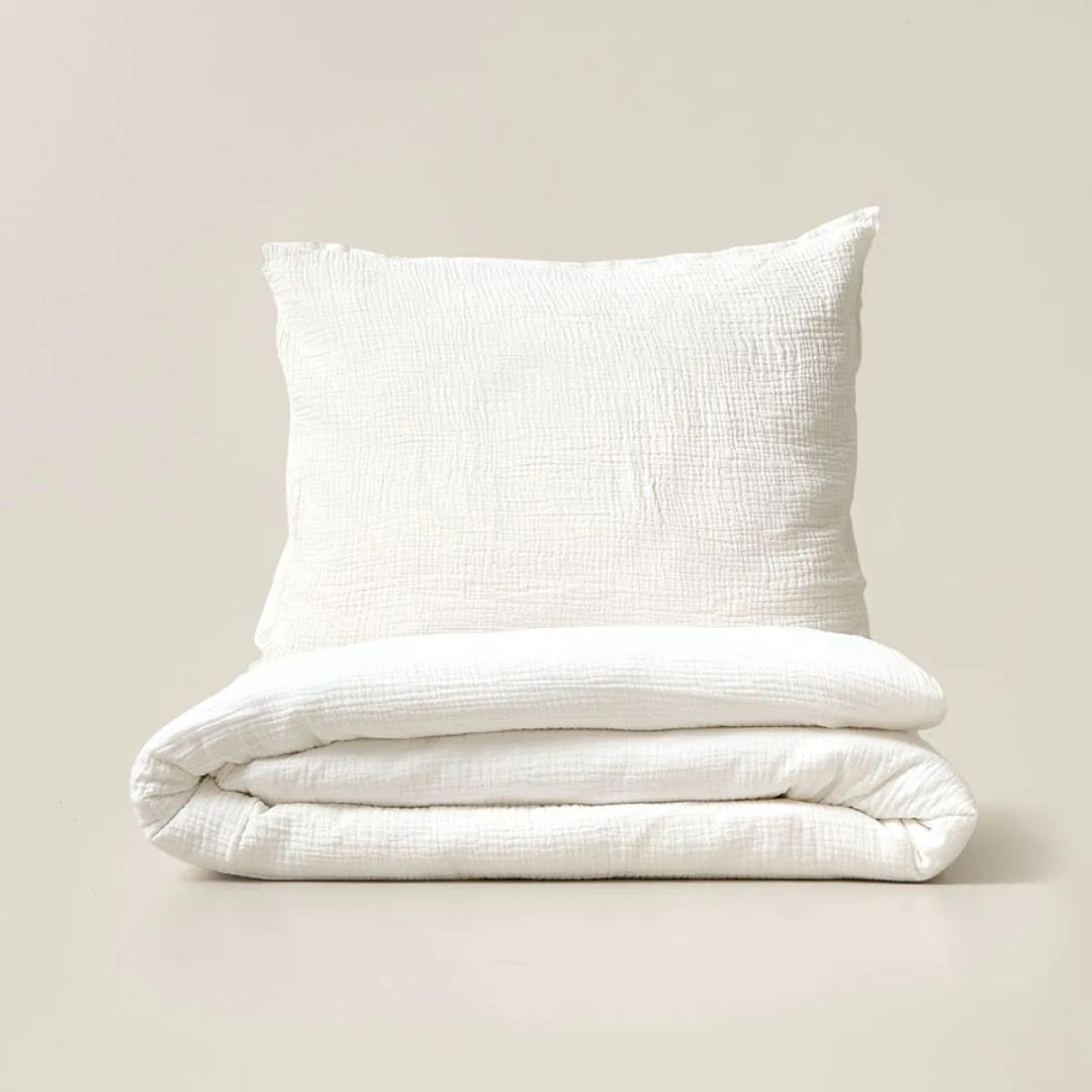 Housse de couette mousseline Blanc