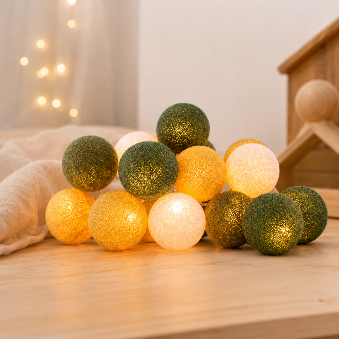 Guirlande lumineuse LED - Vert & Jaune moutarde