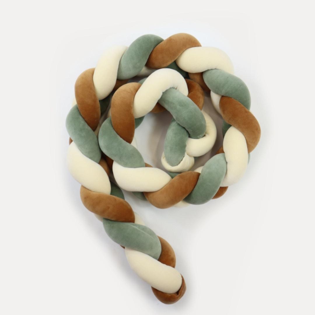 Tresse de lit 3 brins Ecru Camel & Vert