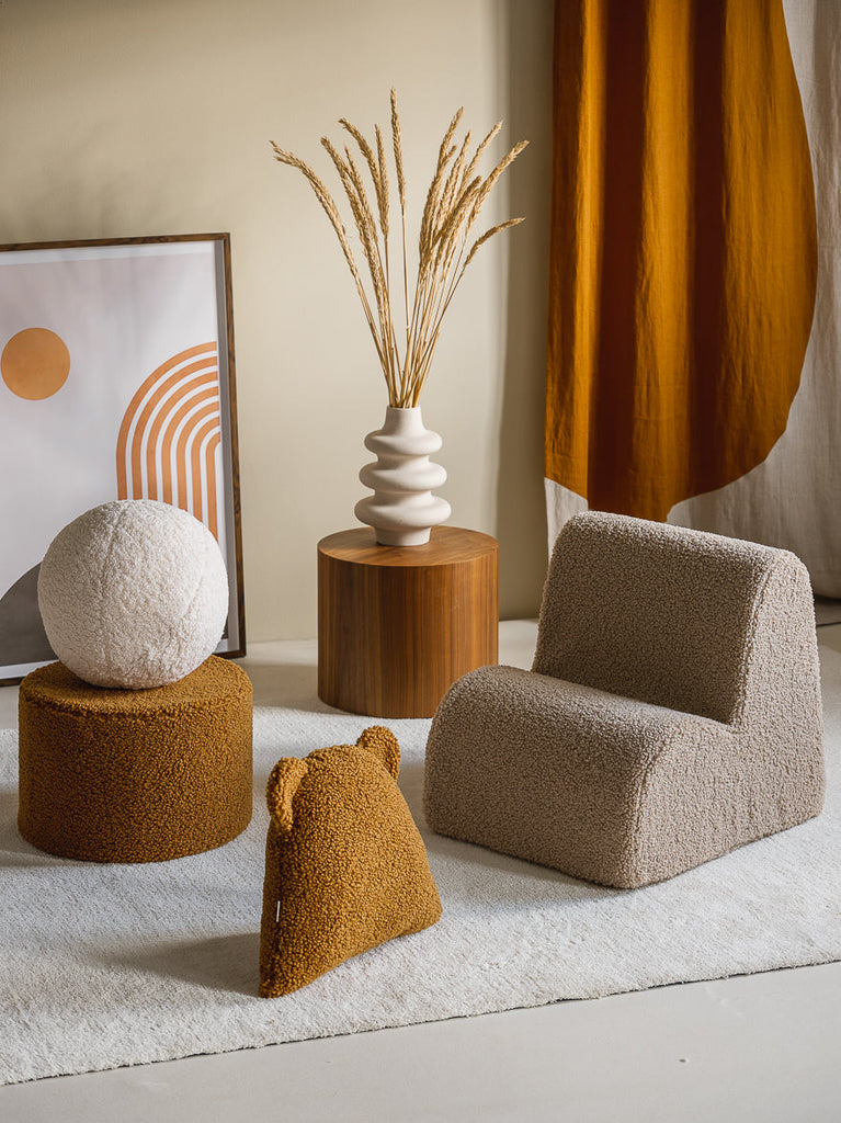 Fauteuil enfant Teddy bouclette Beige
