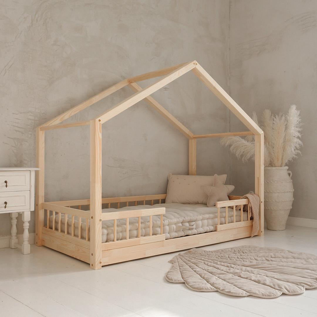 Lit cabane avec barrière Betty 70x140cm