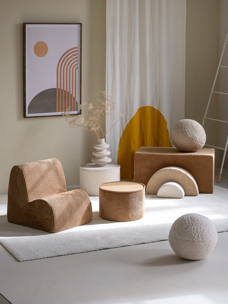 Pouf rond velours Caramel