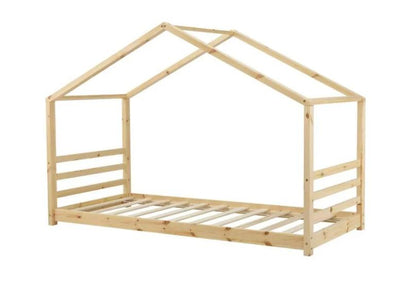 Lit cabane Montessori - 90x200cm - Bois naturel