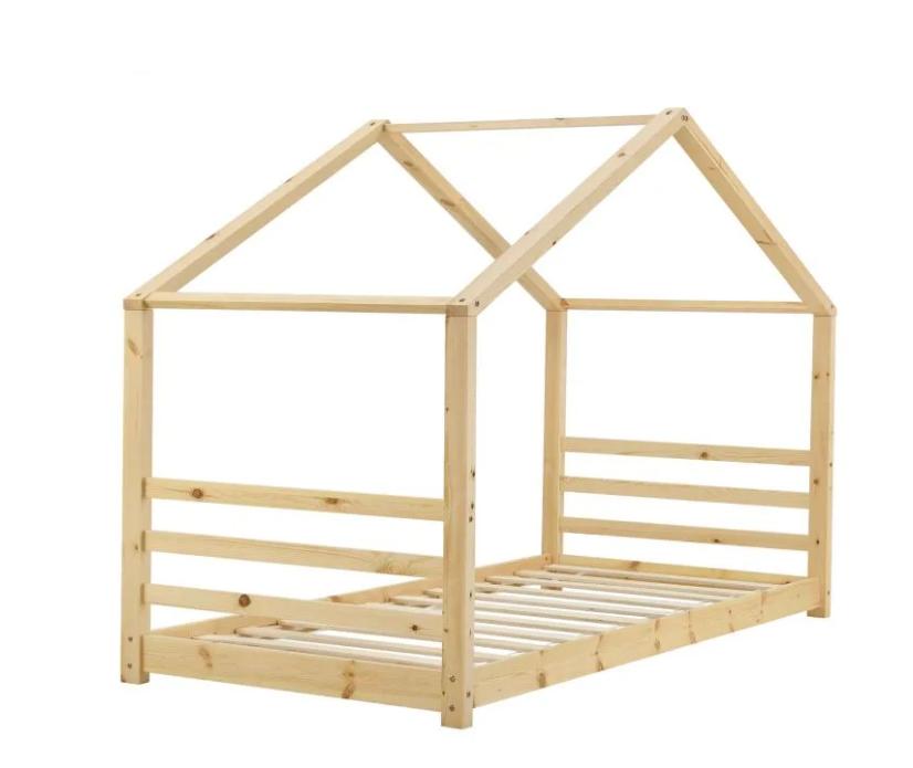 Lit cabane Montessori - 90x200cm - Bois naturel