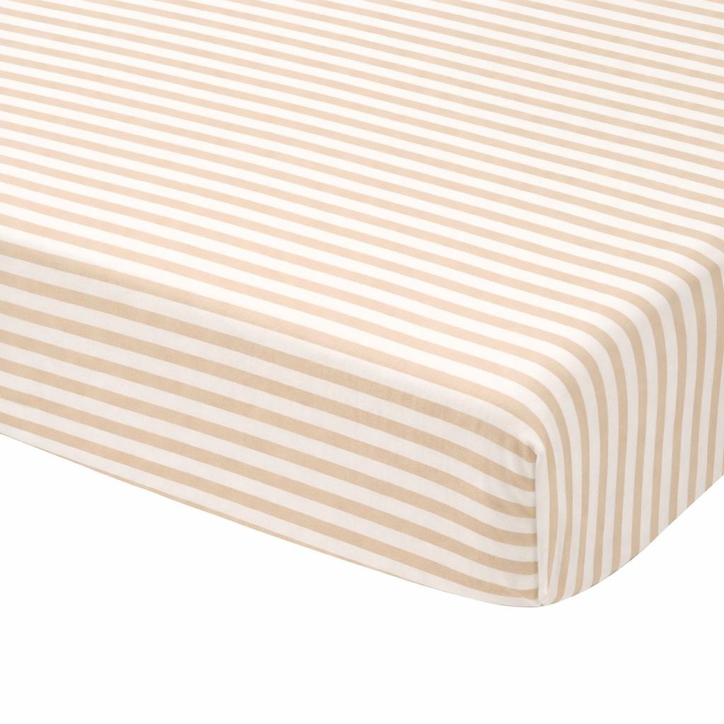 Drap housse enfant rayé beige