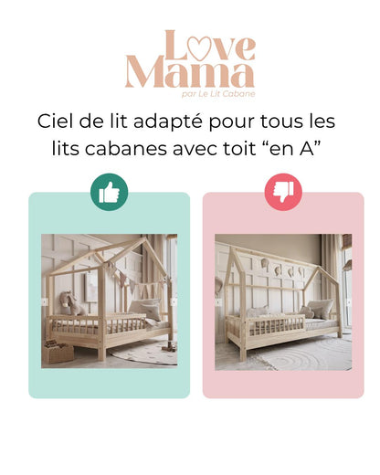 Ciel de lit cabane Ecru pois dorés en stock