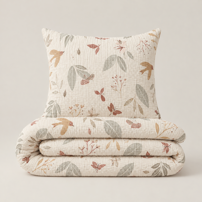 Housse de couette mousseline Ecru Plume