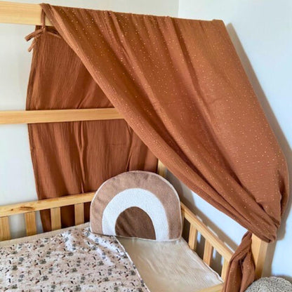 Ciel de lit cabane Caramel pois dorés