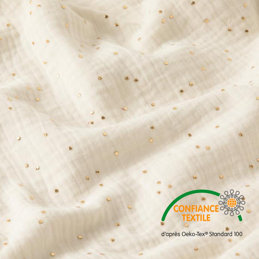 Ciel de lit cabane (pack de 2) Ecru pois dorés en stock
