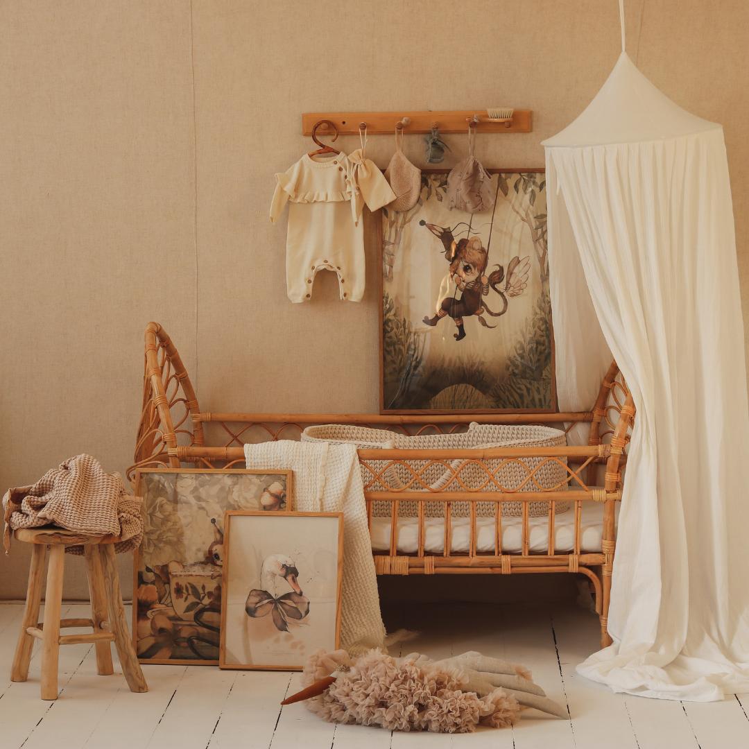 Ciel de lit bébé Blanc - Fait main