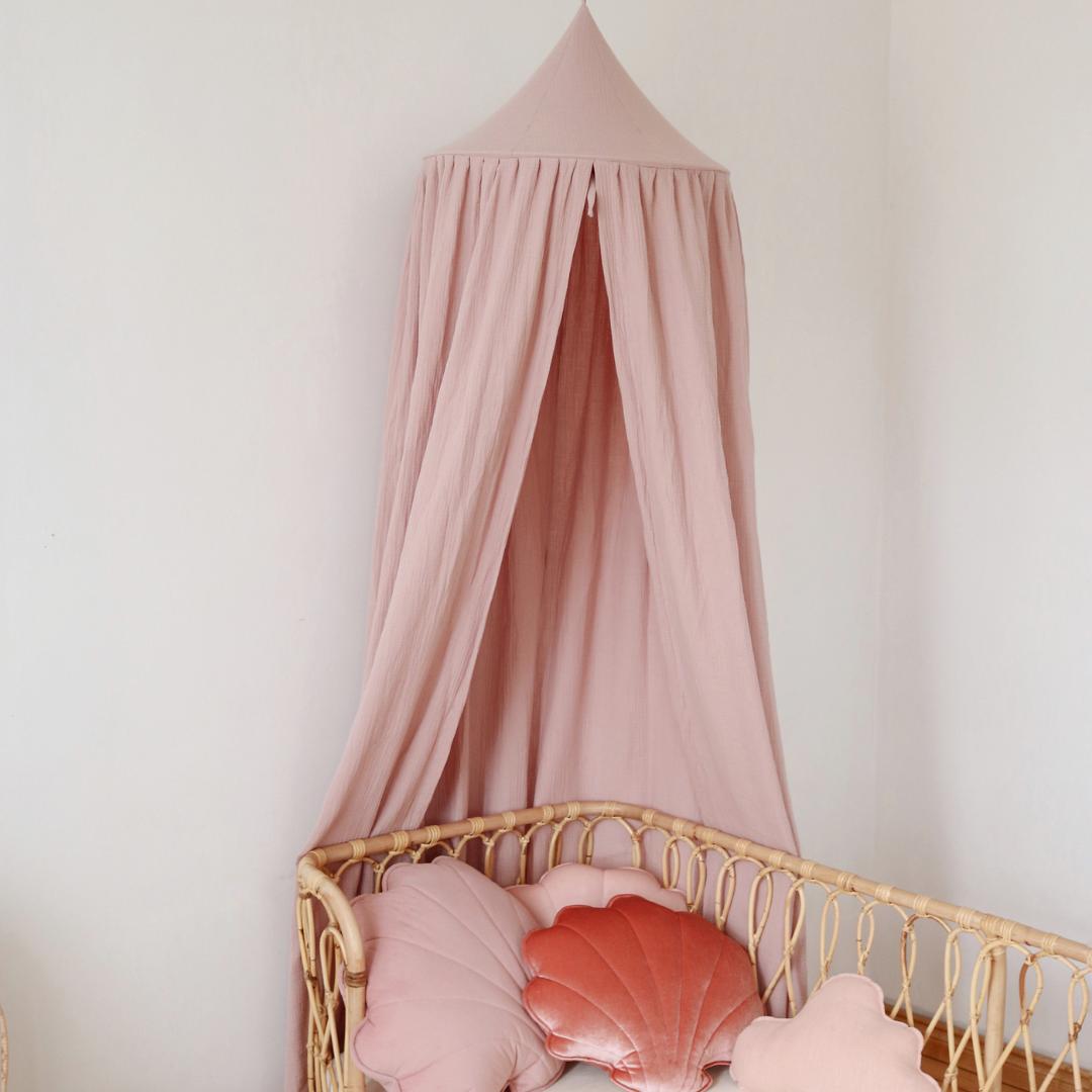 Ciel de lit bébé Rose - Fait main