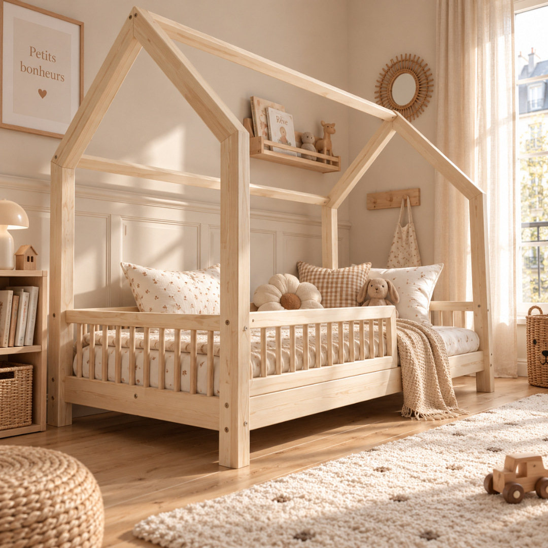 Lit cabane Montessori avec barrière Pia