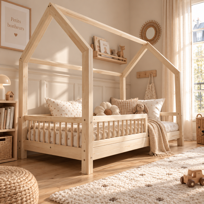 Lit cabane Montessori avec barrière Pia