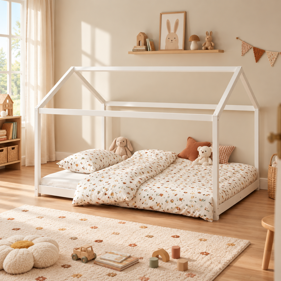Grand lit cabane Montessori Blanc