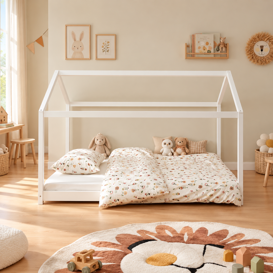 Grand lit cabane Montessori Blanc
