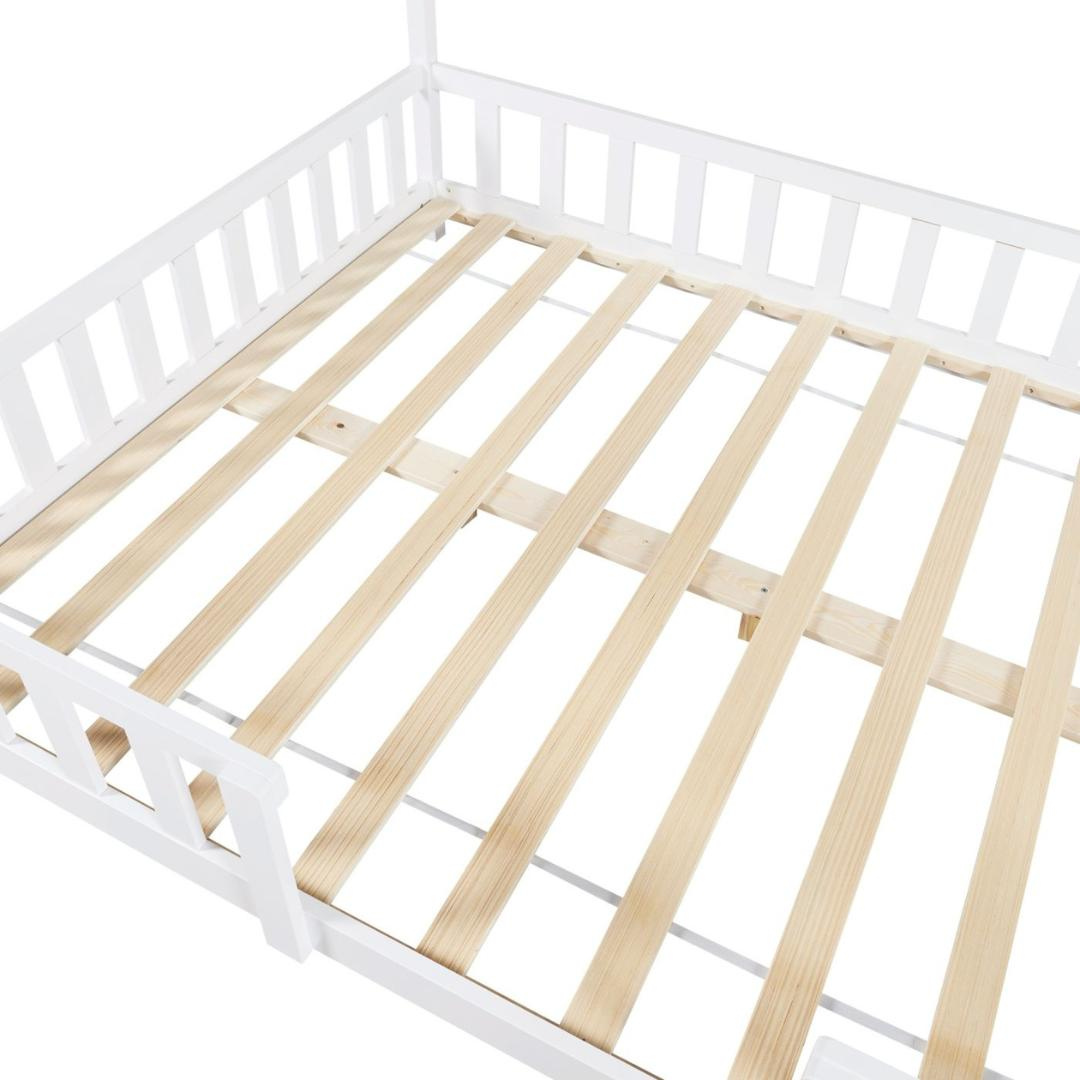 Lit cabane avec barrière Blanc