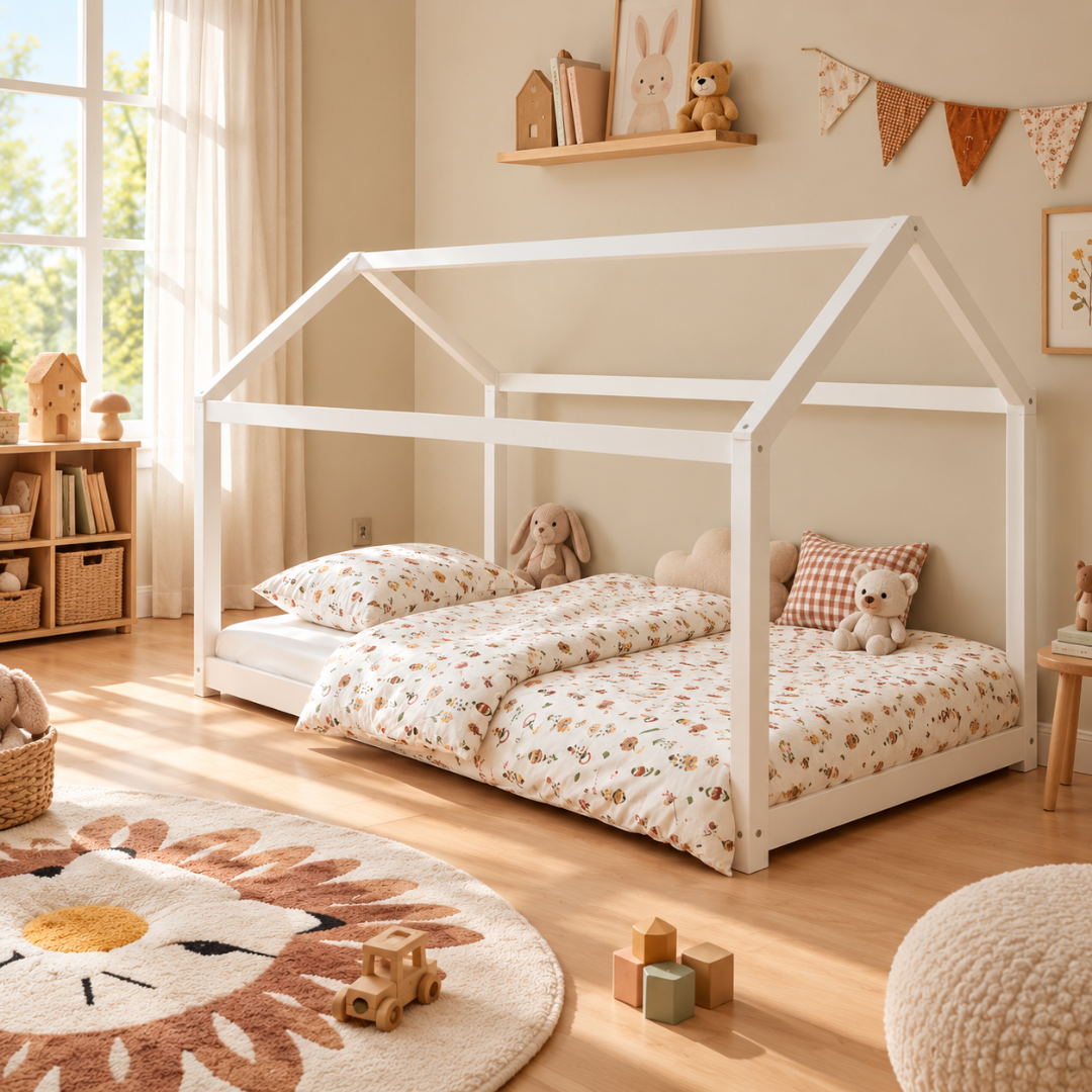 Grand lit cabane Montessori Blanc