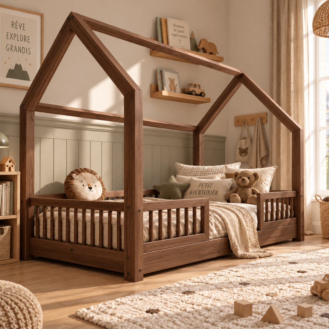 Lit cabane Montessori Paola Noyer foncé