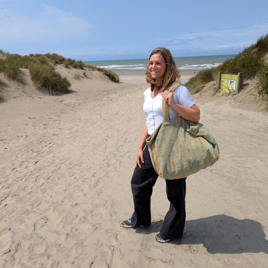 Sac cabas éponge XL - Romarin &amp; camel