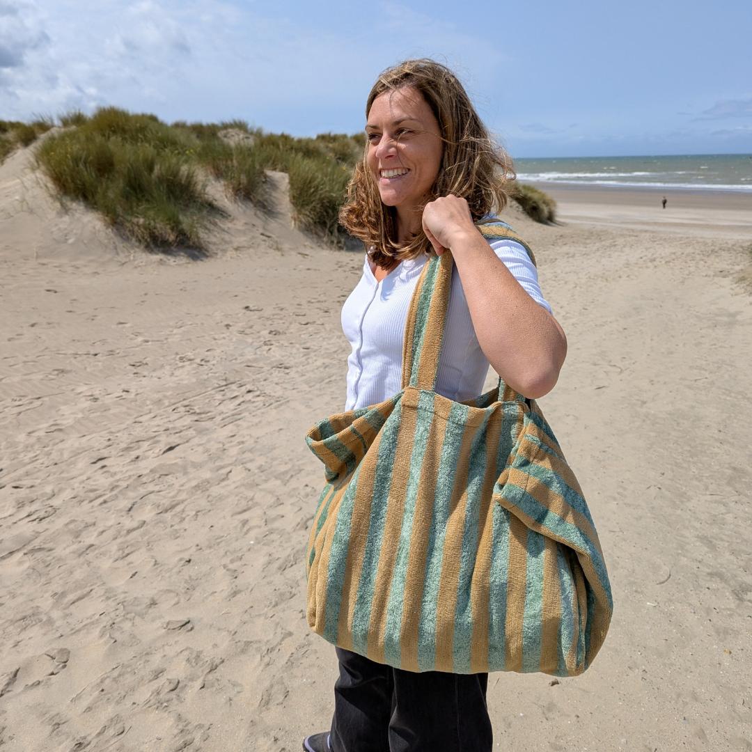 Sac cabas éponge XL - Romarin &amp; camel
