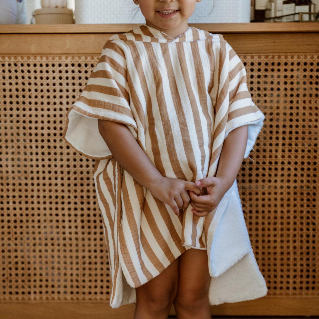 Poncho de bain enfant rayure