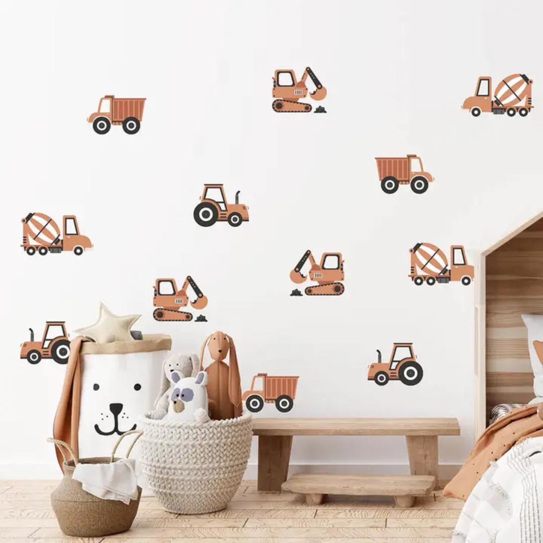 Sticker Tracteur &amp; Pelleteuse Terracotta