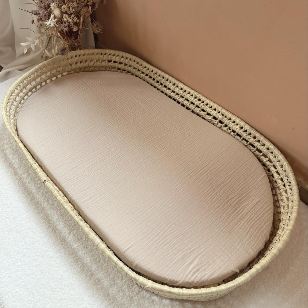 Panier à langer + matelas + housse double gaze Beige