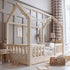 Lit cabane Montessori avec barrière Andrea 70x140cm Entrée au milieu