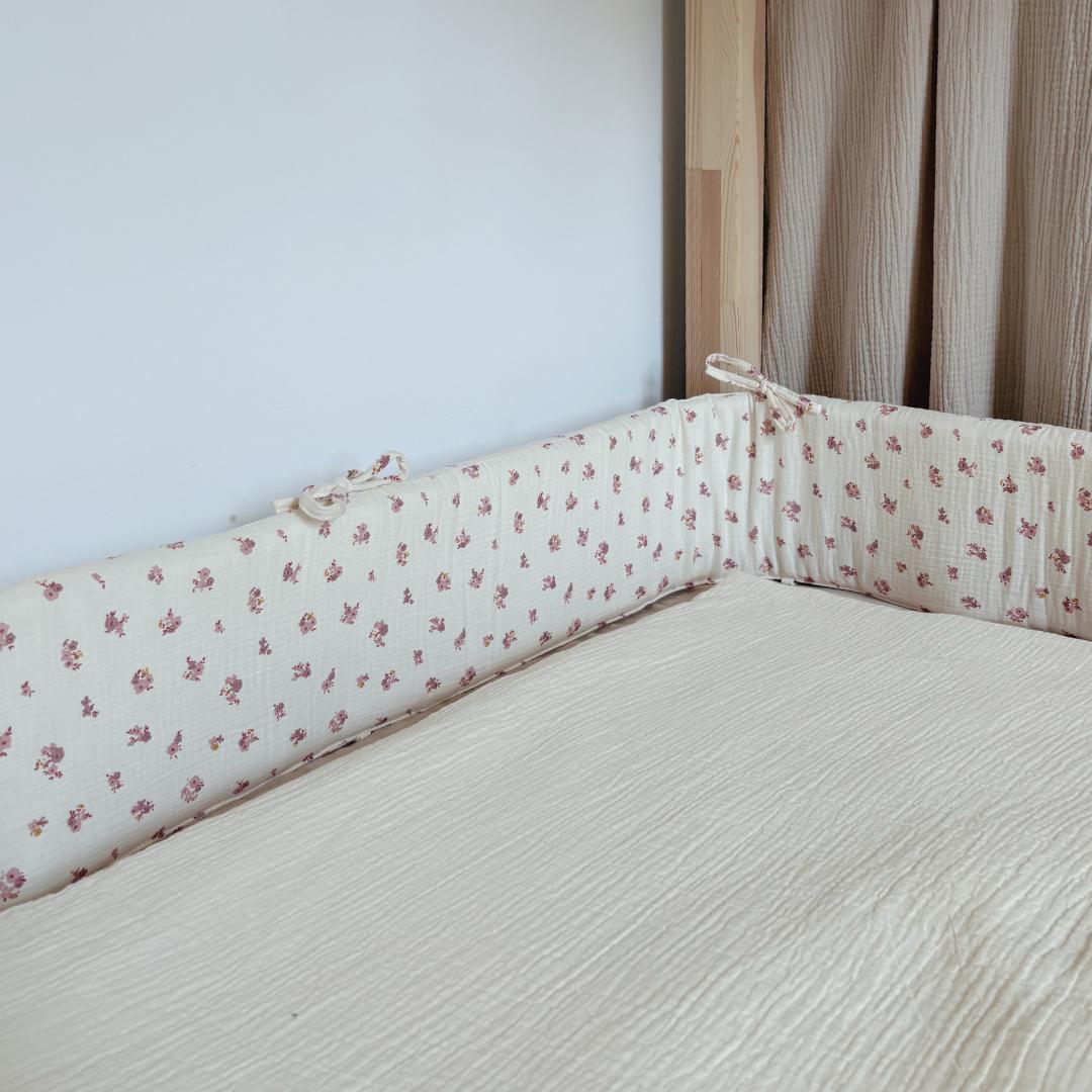 Tour de lit cabane double gaze fleuri Hava