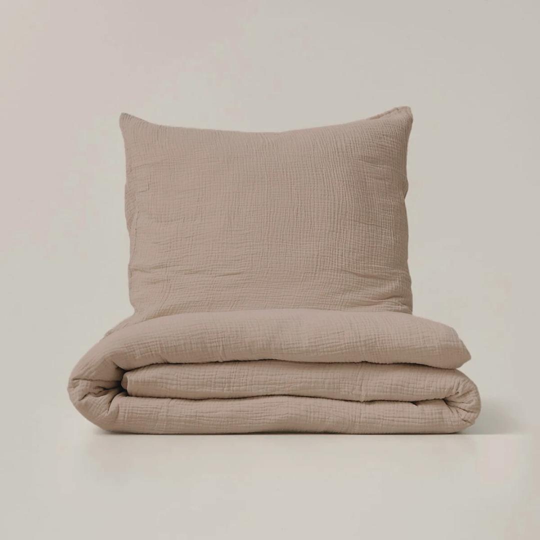 Housse de couette mousseline Beige