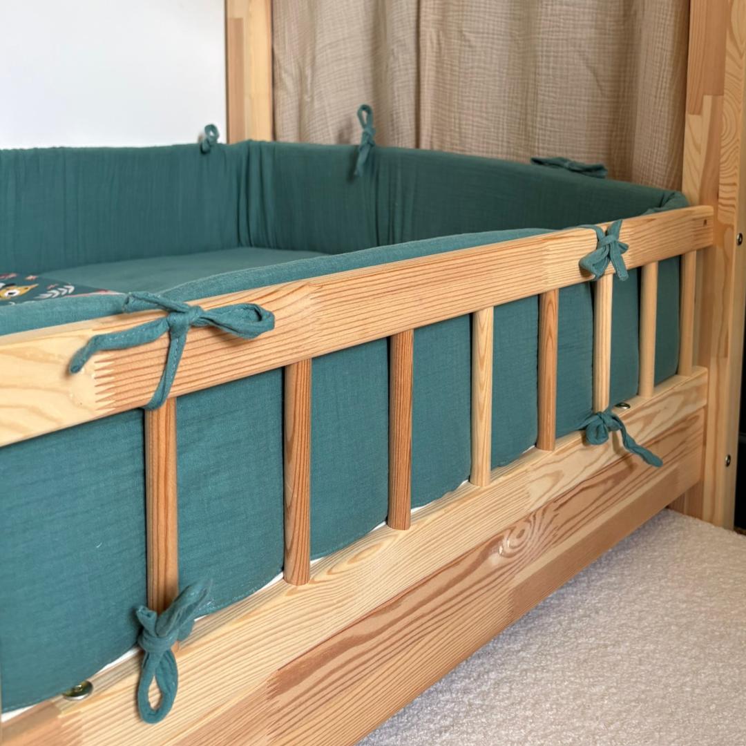 Eucalyptusgroene dubbelgaas cabinebedbumper 