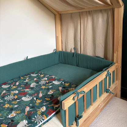 Eucalyptusgroene dubbelgaas cabinebedbumper 