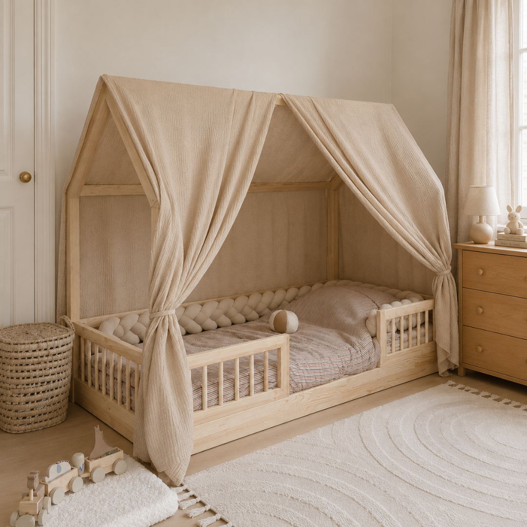 Ciel de lit cabane (pack de 2) Beige en stock