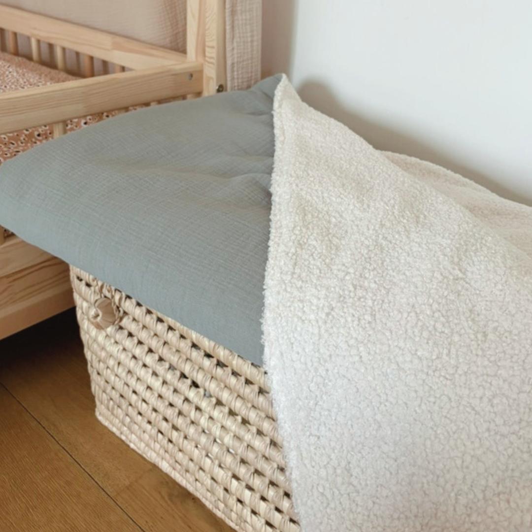 Couverture bébé double gaze vert de gris