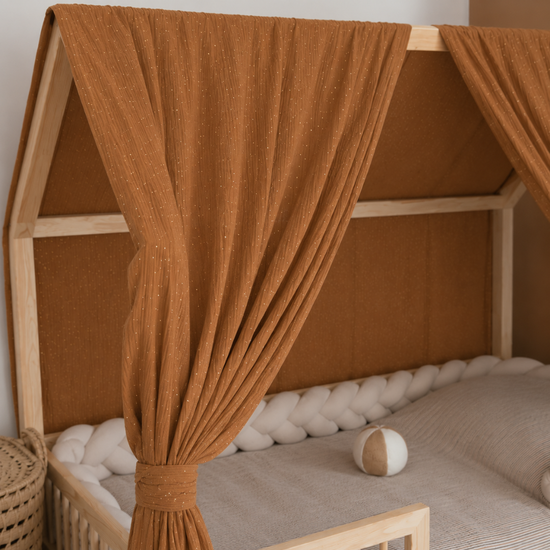 Set van 2 terracotta bedhemels met gouden stippen