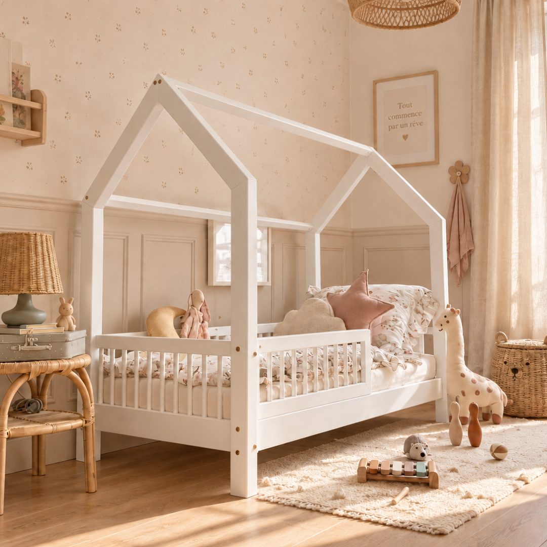 Lit cabane Montessori avec barrière Pia