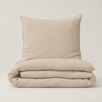 Housse de couette mousseline Beige