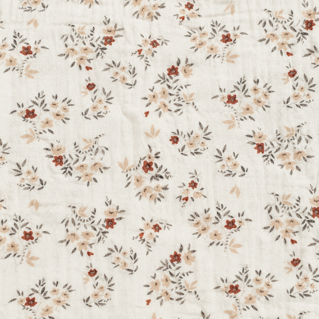 Drap housse double gaze coton fleuri NINA